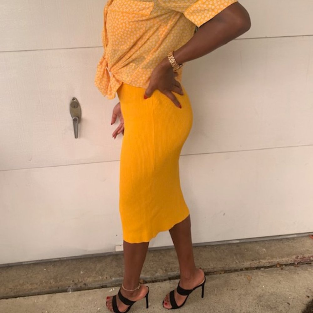 Michael Kors Ribbed Cotton Midi Skirt